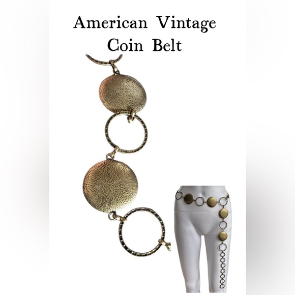 American Vintage Accessories - Vintage American Vintage Gold Coin Chain Belt Boho Gypsy Statement